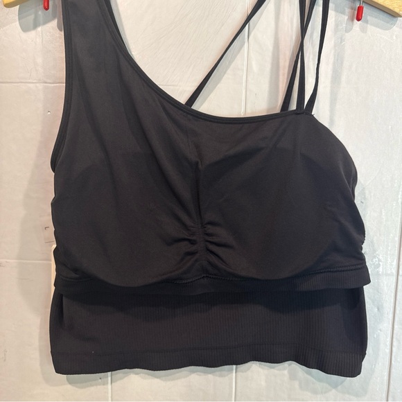 CALIA by Carrie Underwood Black One Shoulder Low Support Brami Ribbed Tank - Picture 5 of 9